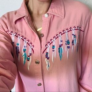 Embroidered western button down
